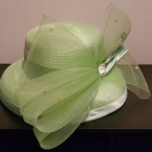 Women's Lime Green Dressy Hat with big bow